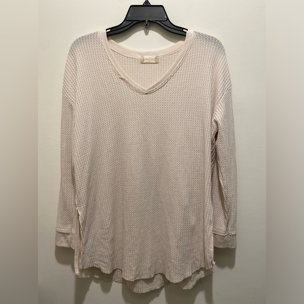 Altar'd State White Waffle Knit Long Sleeve